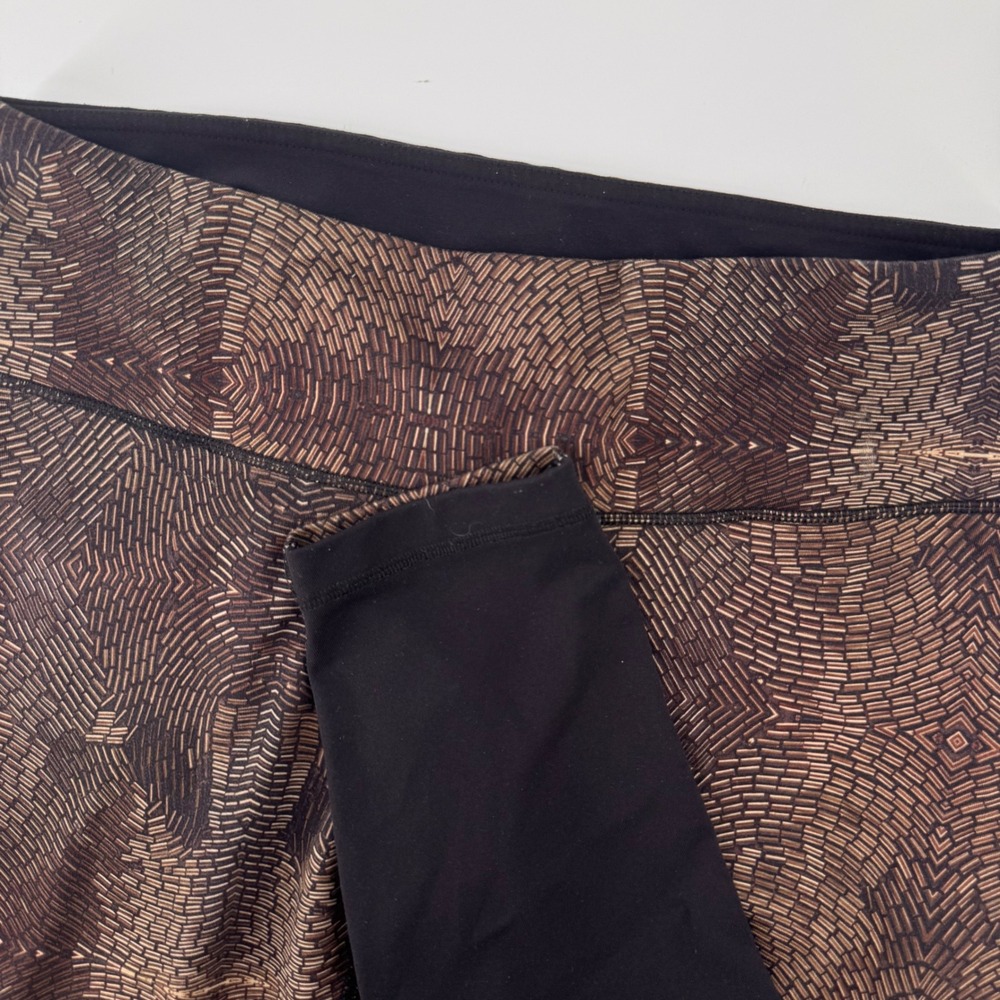 Lululemon Leggings Womens 10 Black Brown Mosaic Print Geometric Activewear Pants